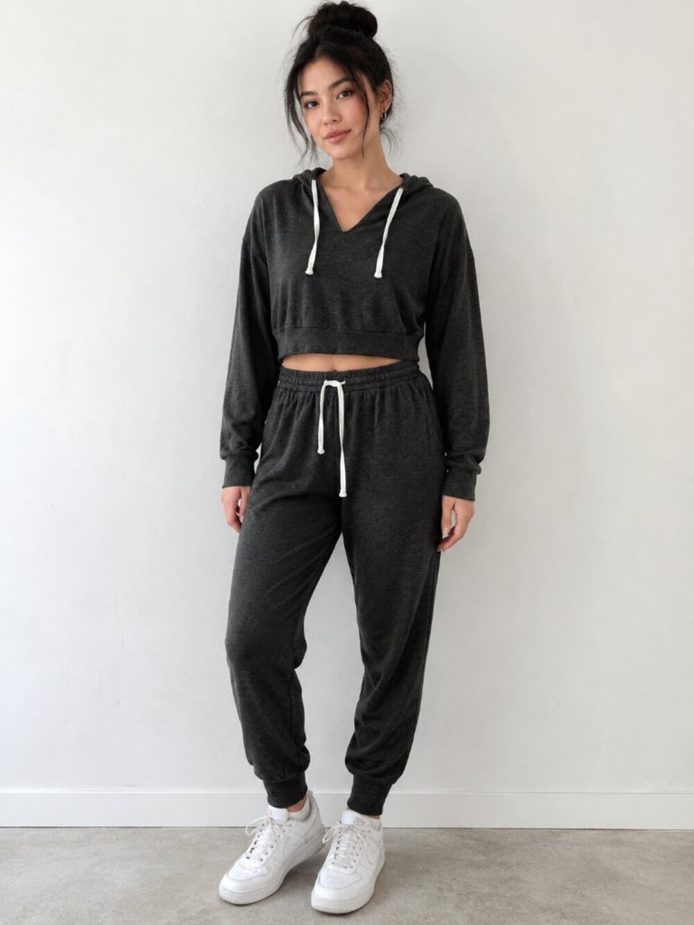 Colsie Target Charcoal Cropped Hoodie M Joggers XS 2 Piece Lounge Set